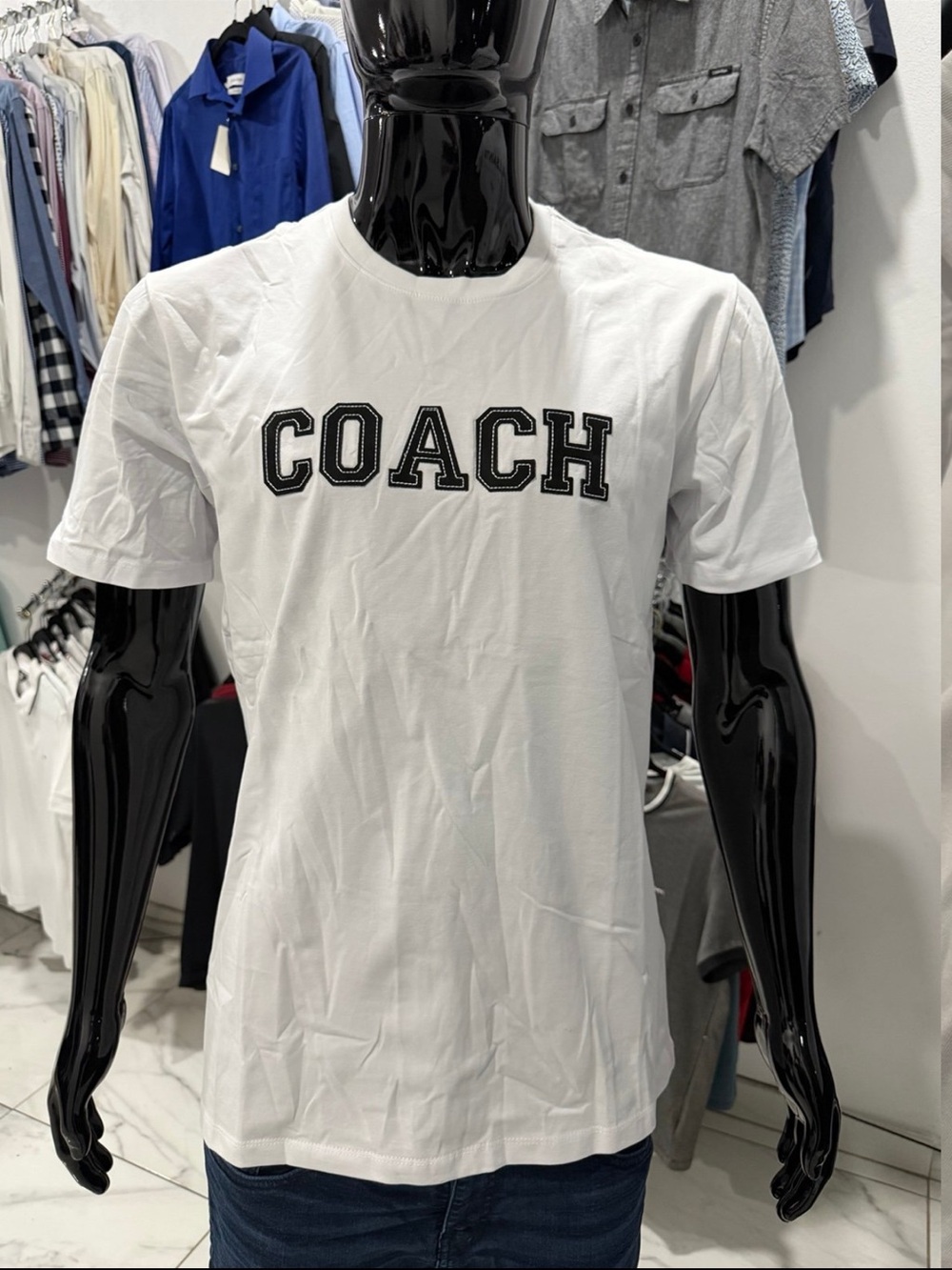 Coach White Logo Crewneck T-Shirt - Men's size L NWT black letters!!!